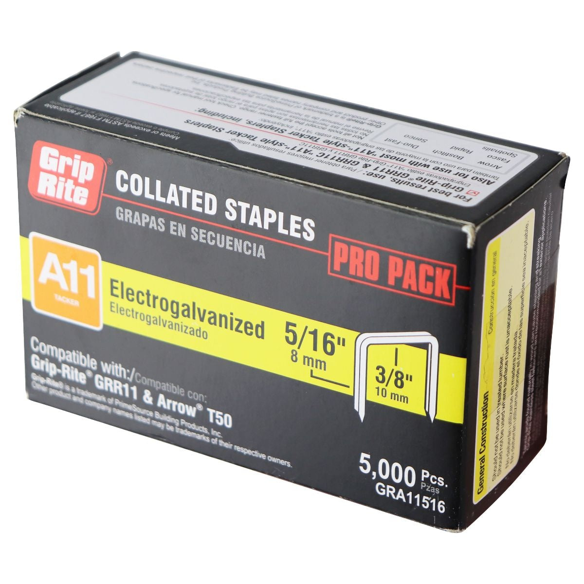 Grip Rite Collated Staples A11 Electrogalvanized (5/16-in x 3/8-in) 5000 pcs Home Improvement - Other Home Improvement PrimeSource    - Simple Cell Bulk Wholesale Pricing - USA Seller