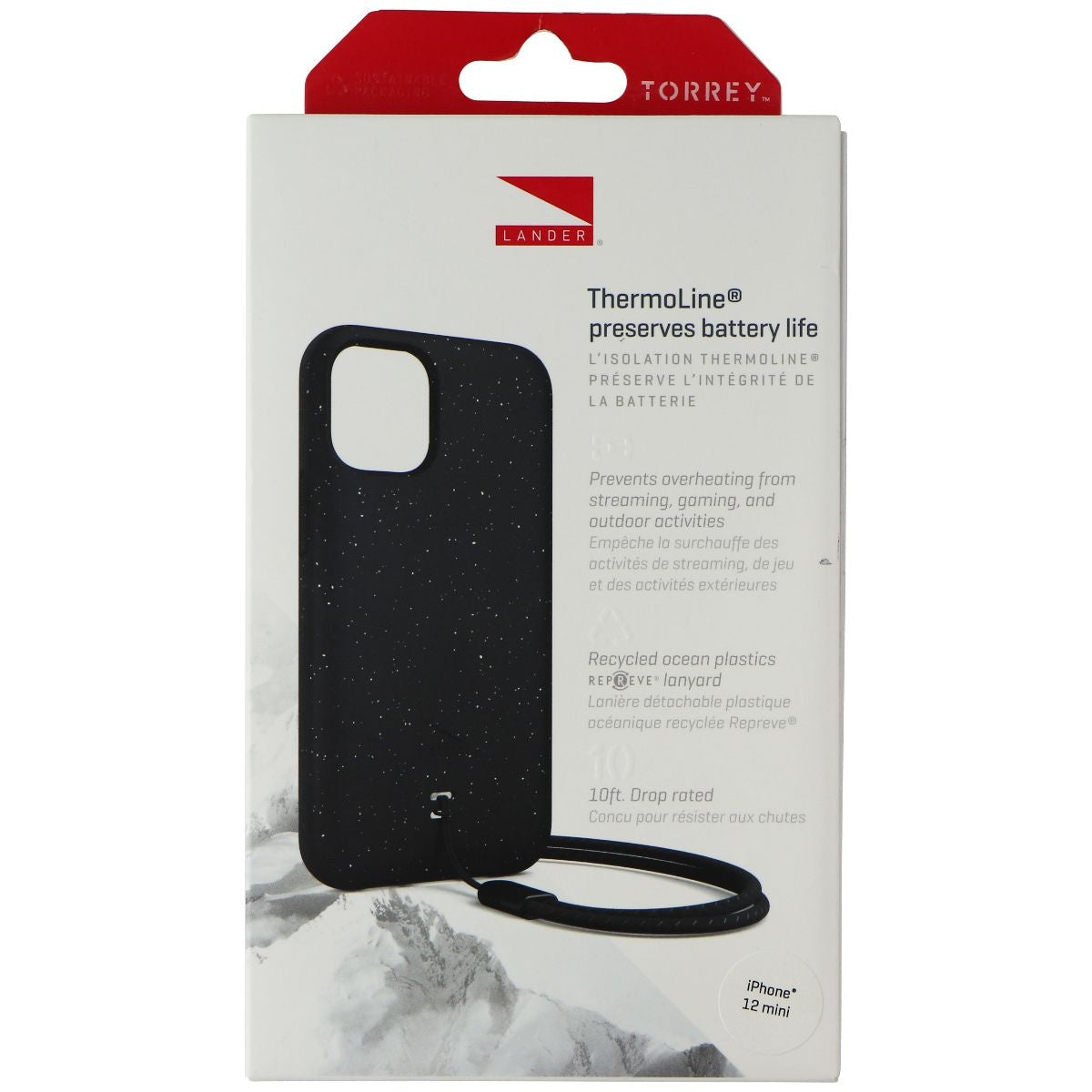 Lander Torrey Case with ThermoLine for Apple iPhone 12 mini - Black Cell Phone - Cases, Covers & Skins Lander    - Simple Cell Bulk Wholesale Pricing - USA Seller