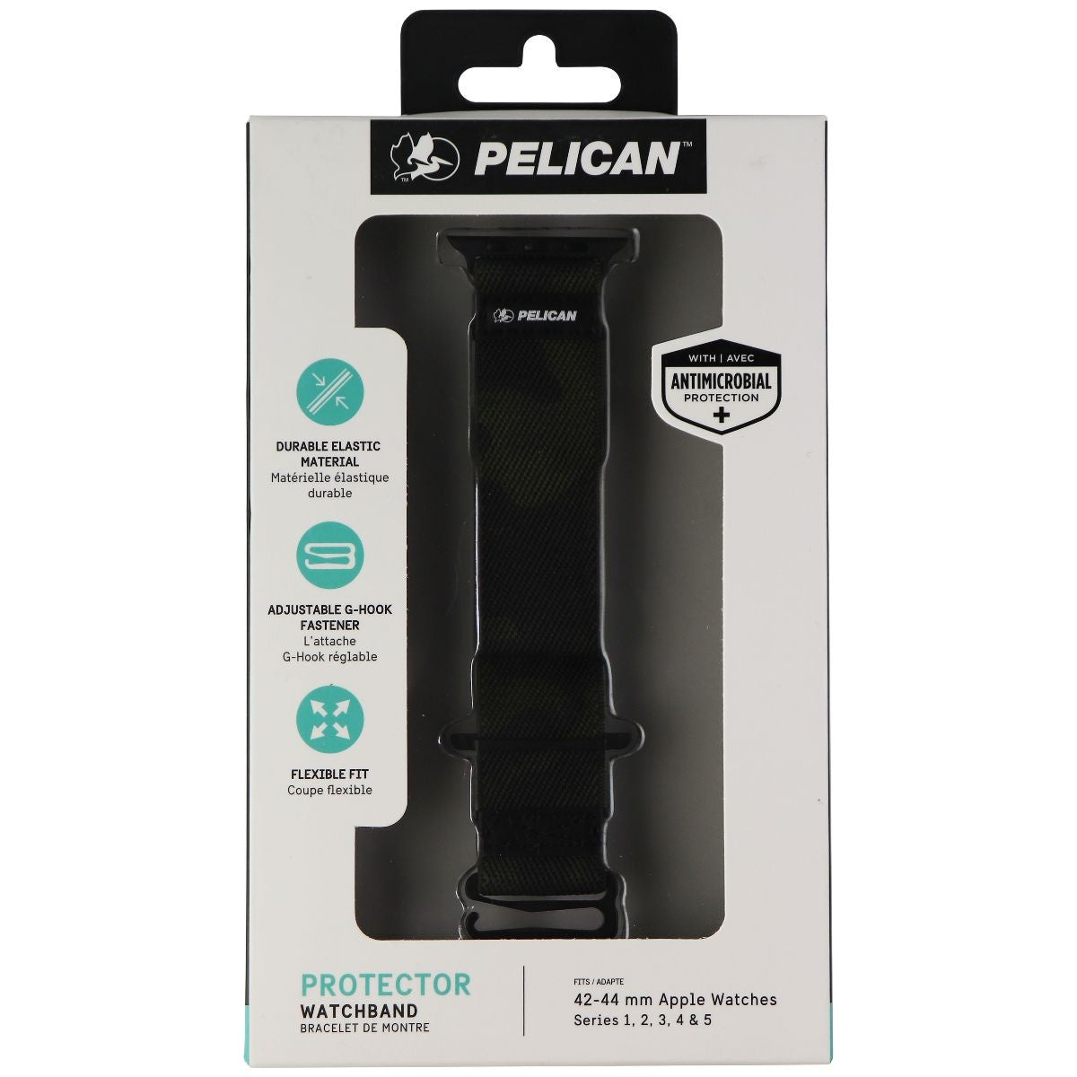 Pelican 42/44mm Protector Watch Band for Apple Watch Series 5/4/3/2 - Camo Green Smart Watch Accessories - Watch Bands Pelican    - Simple Cell Bulk Wholesale Pricing - USA Seller