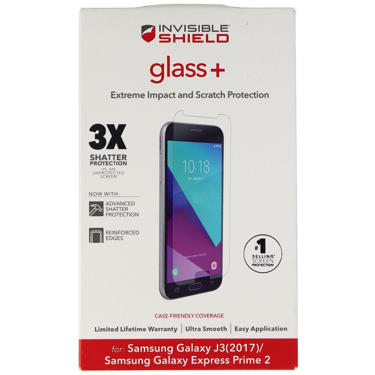 ZAGG Invisible Shield (Glass+) Protector for Galaxy J3 (2017)/Express Prime 2 Cell Phone - Screen Protectors Zagg    - Simple Cell Bulk Wholesale Pricing - USA Seller