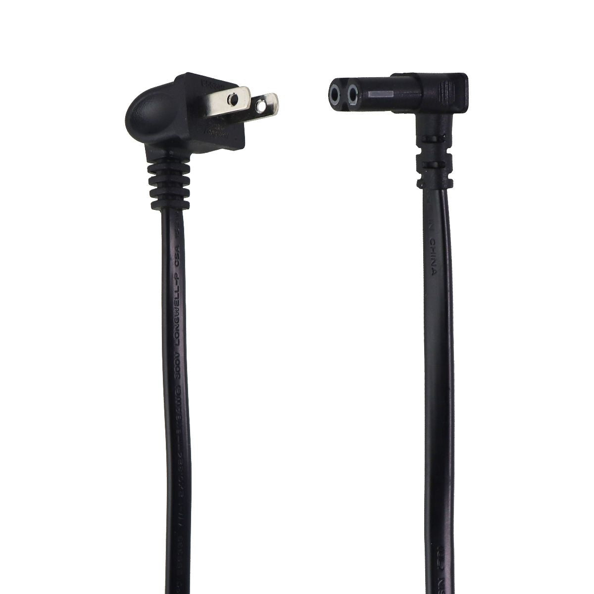 Longwell Right Angle AC Figure-8 Power Cable - Black (E55349 LS-7LV 7A-125V) Portable Audio - Cables & Adapters Longwell    - Simple Cell Bulk Wholesale Pricing - USA Seller