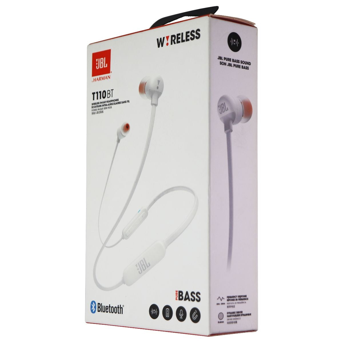 JBL T110BT Wireless In-Ear Neckband Headphones - White (JBLT110WHT) Portable Audio - Headphones JBL    - Simple Cell Bulk Wholesale Pricing - USA Seller