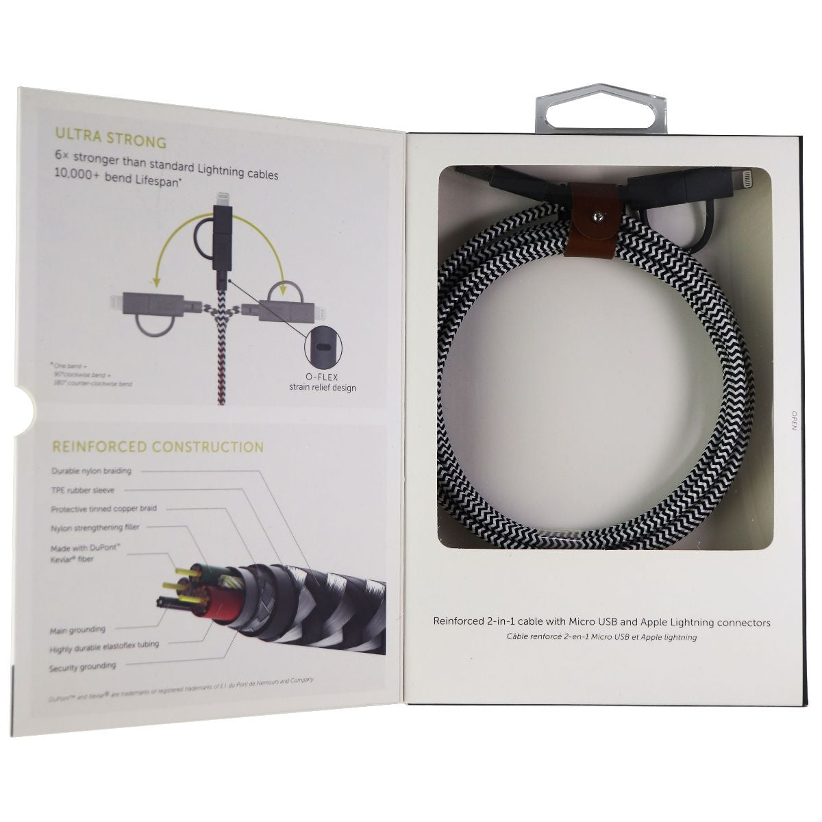Native Union ( BELT-KV-UL-ZEB ) 6.5Ft Charge/Sync Cable for Micro USB Cell Phone - Cables & Adapters Native Union    - Simple Cell Bulk Wholesale Pricing - USA Seller