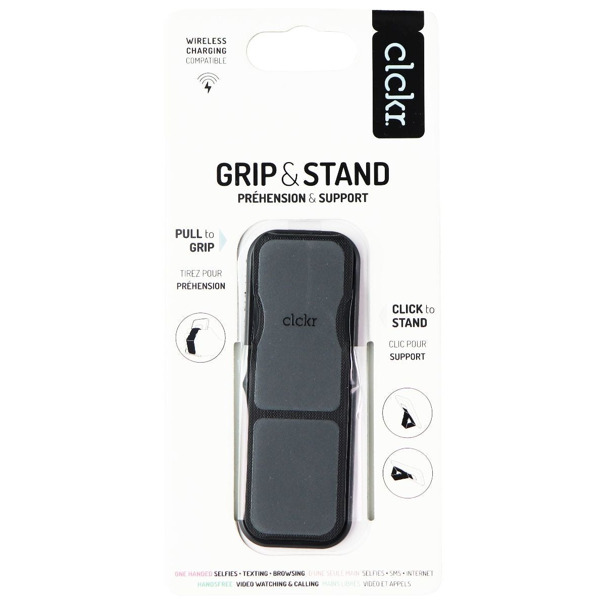 CLCKR Phone Grip and Stand for Phones, Tablets and More - Black Cell Phone - Mounts & Holders Clckr    - Simple Cell Bulk Wholesale Pricing - USA Seller