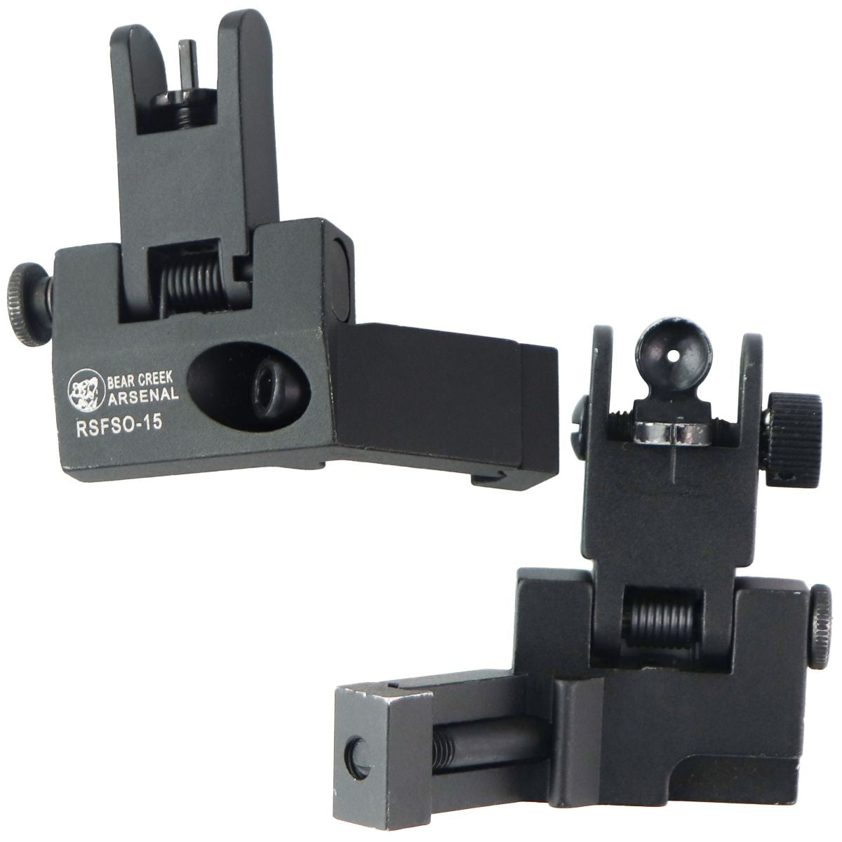 BCA AR-15/AR-10 Rear/Front Flip Up Canted Sight Combo - Black (RSFSO-15) Other Sporting Goods Bear Creek Arsenal    - Simple Cell Bulk Wholesale Pricing - USA Seller