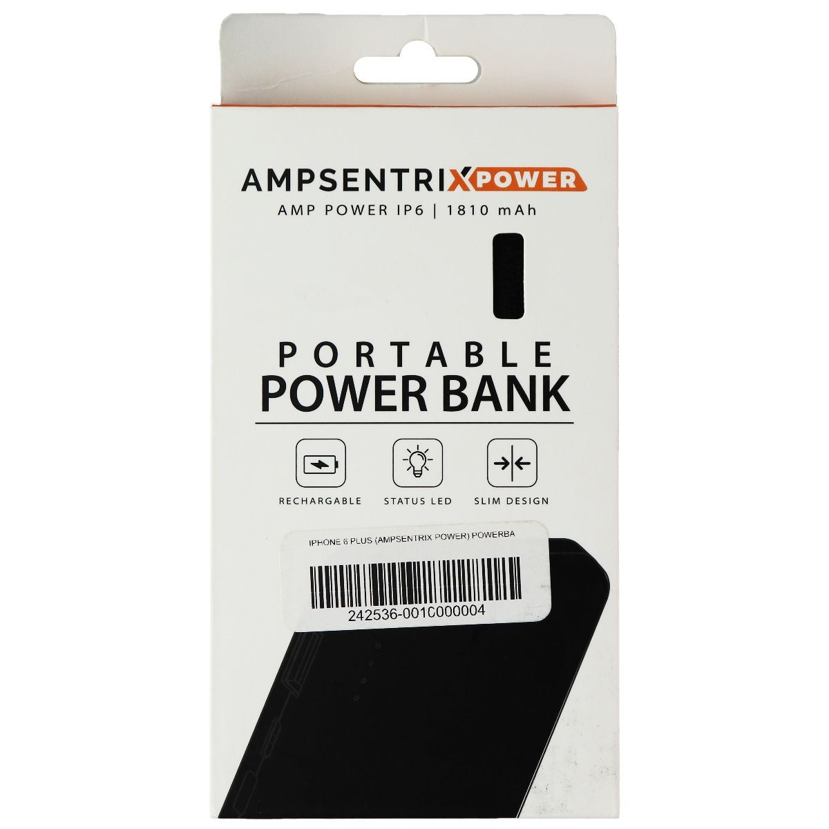 Ampsentrix Xpower 1,810mAh Portable Power Bank - Black Cell Phone - Chargers & Cradles AmpSentrix    - Simple Cell Bulk Wholesale Pricing - USA Seller