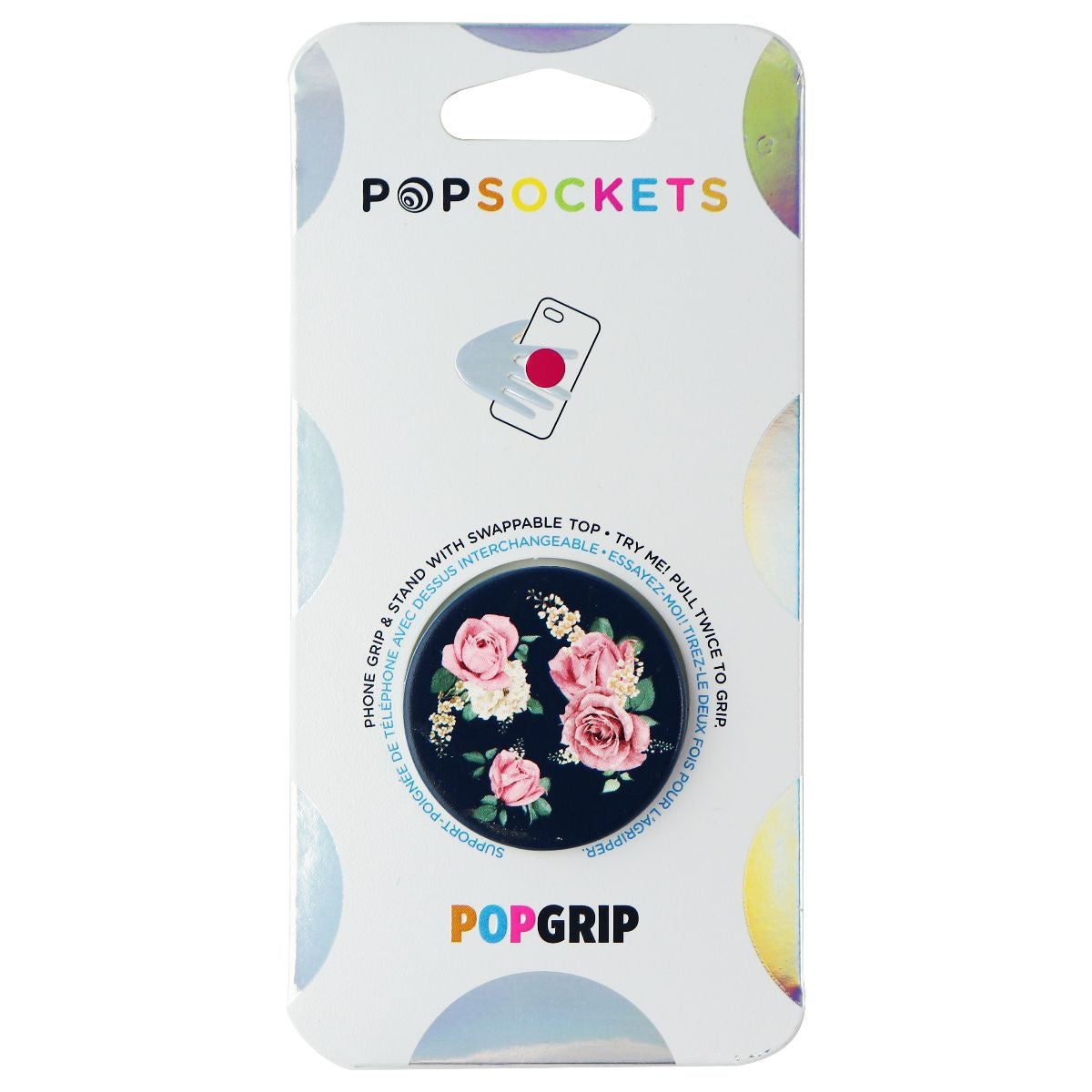 PopSockets PopGrip Swappable Grip for Phones & Tablets - Navy Blue/Pink Rose Cell Phone - Mounts & Holders PopSockets    - Simple Cell Bulk Wholesale Pricing - USA Seller