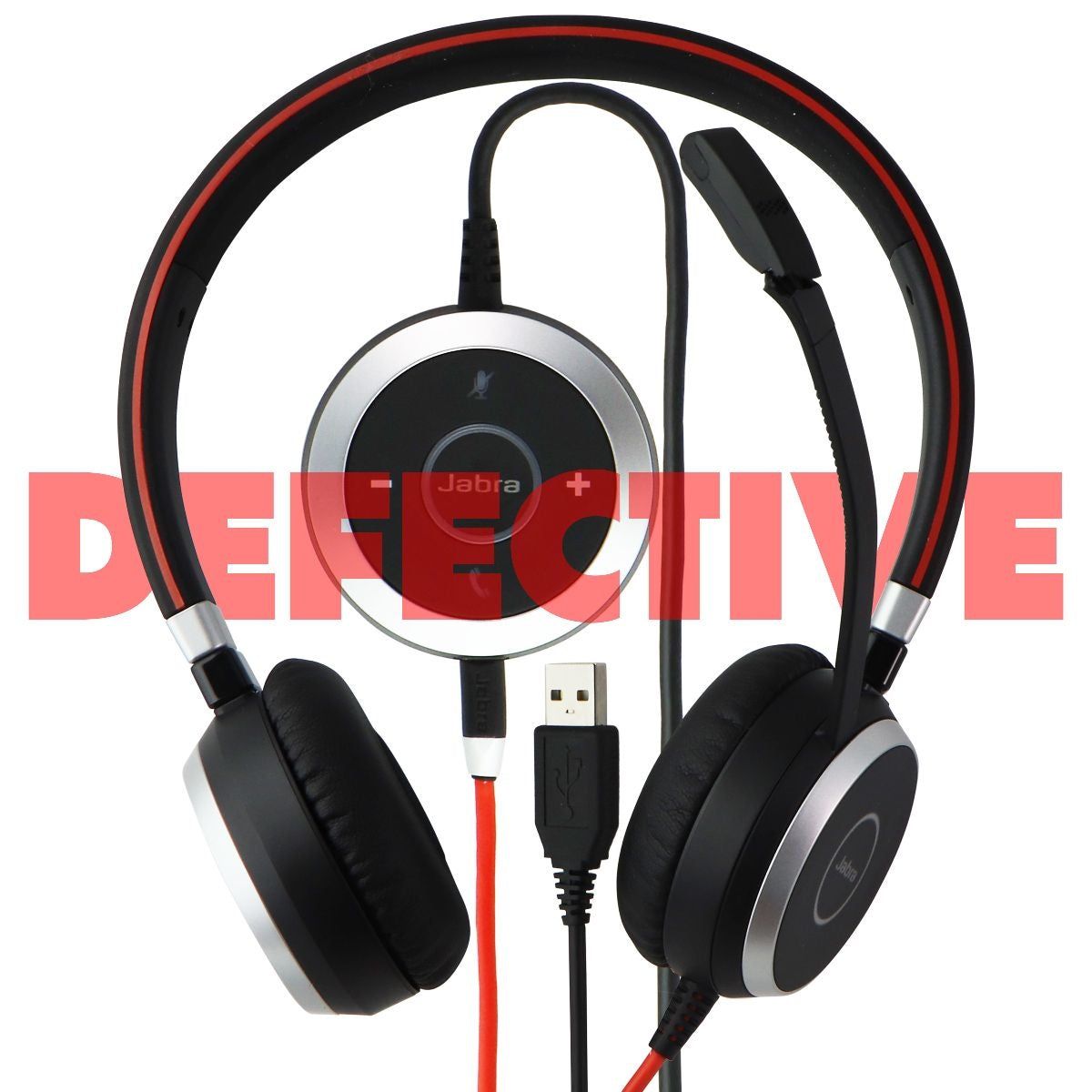Jabra Evolve 40 Professional Wired MS-Optimized Stereo Headset - Red/Black Portable Audio - Headphones Jabra    - Simple Cell Bulk Wholesale Pricing - USA Seller