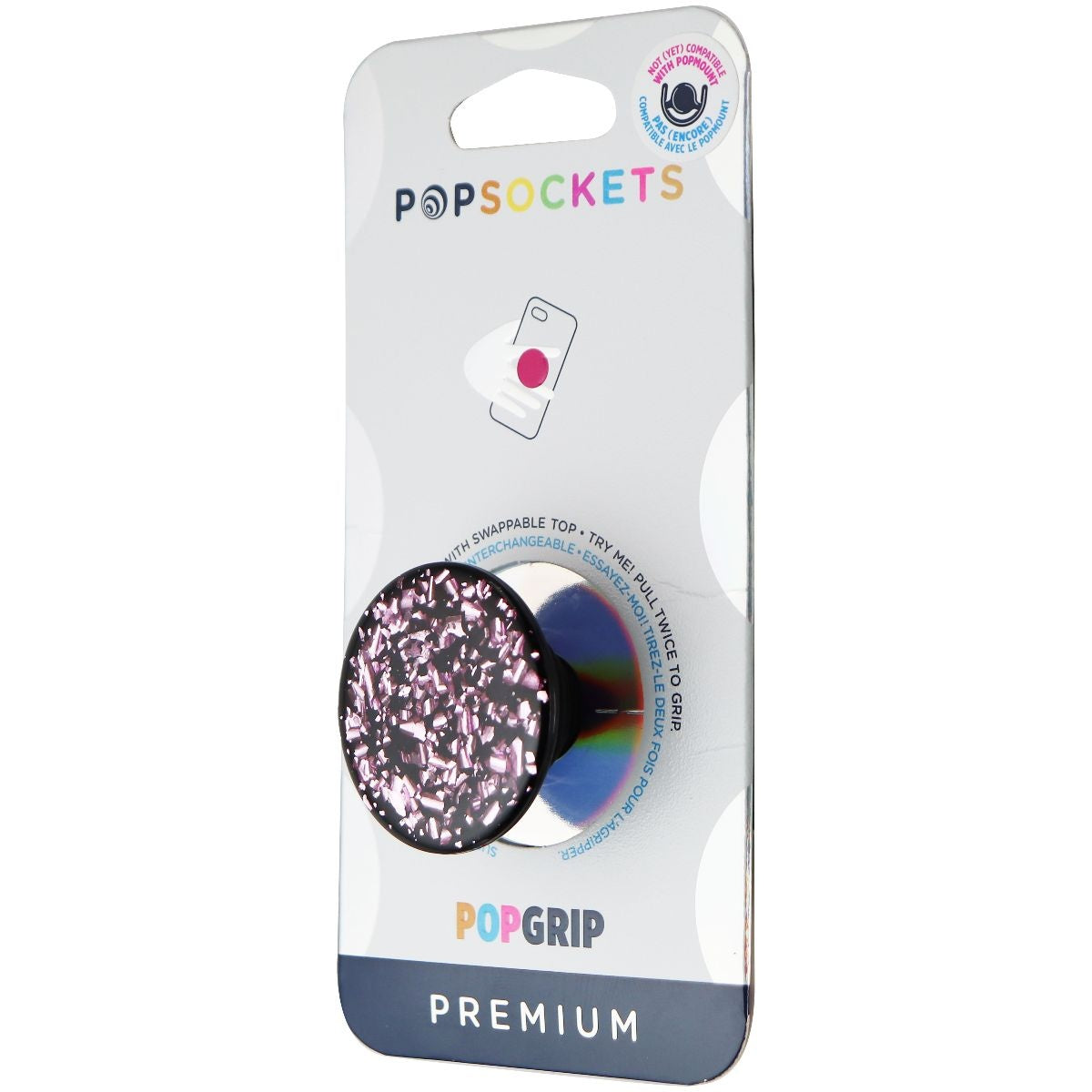 PopSockets PopGrip Swappable Grip and Stand - Foil Confetti Lilac Cell Phone - Mounts & Holders PopSockets    - Simple Cell Bulk Wholesale Pricing - USA Seller
