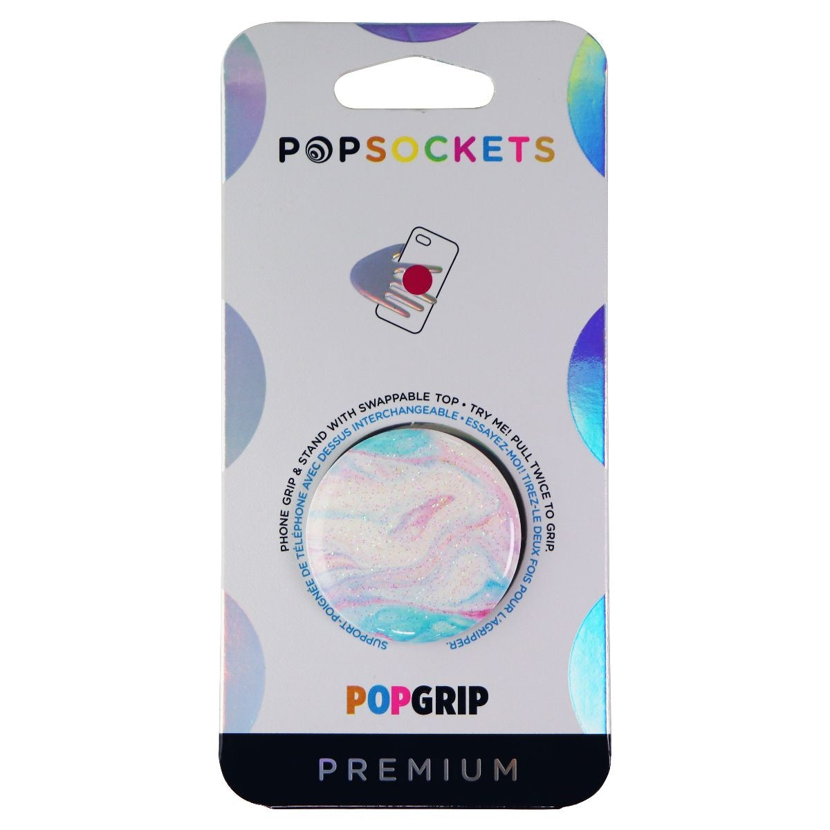 PopSockets PopGrip Phone Grip & Stand with Swappable Top - Glitter Soft Swirls Cell Phone - Mounts & Holders PopSockets    - Simple Cell Bulk Wholesale Pricing - USA Seller