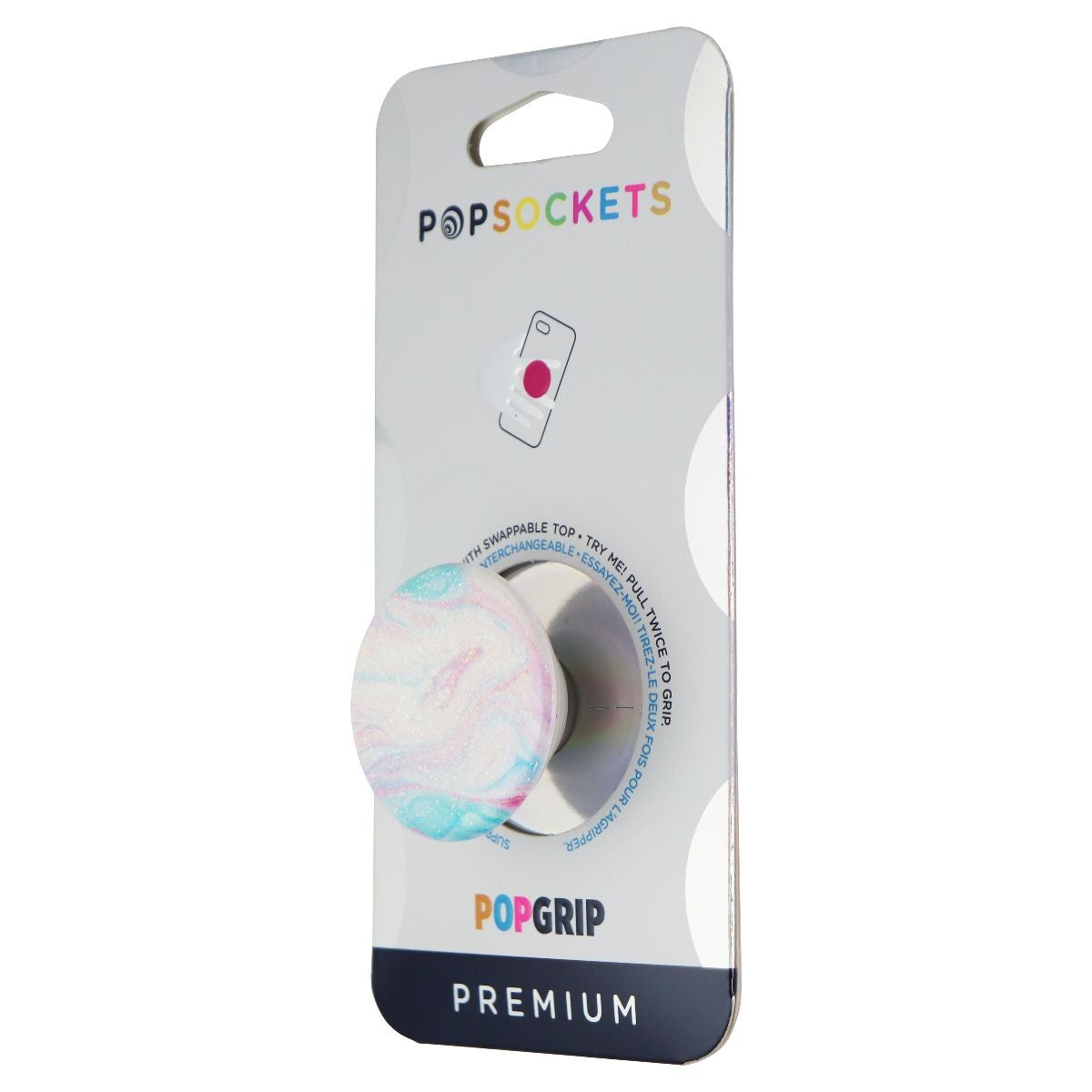 PopSockets PopGrip Phone Grip & Stand with Swappable Top - Glitter Soft Swirls Cell Phone - Mounts & Holders PopSockets    - Simple Cell Bulk Wholesale Pricing - USA Seller