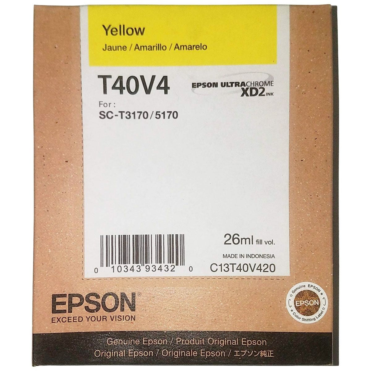Epson OEM T40V420 Yellow Ultrachrome XD2 26mL Ink Cartridge Printer Accessories - Ink Cartridges Epson    - Simple Cell Bulk Wholesale Pricing - USA Seller