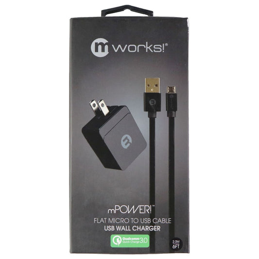 mWorks mPower WallCharger With Micro USB Cable Sync Cable Pack - Black Cell Phone - Chargers & Cradles mWorks!    - Simple Cell Bulk Wholesale Pricing - USA Seller