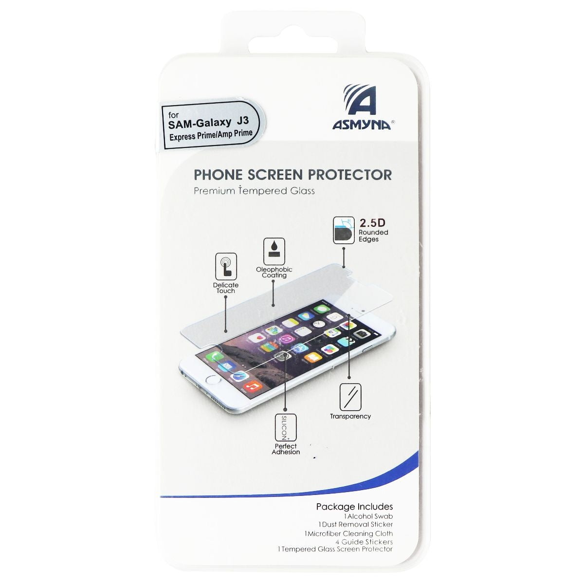 Asmyna Tempered Glass for Samsung Galaxy J3 (J320) Express/Amp - Clear Cell Phone - Screen Protectors Asmyna    - Simple Cell Bulk Wholesale Pricing - USA Seller