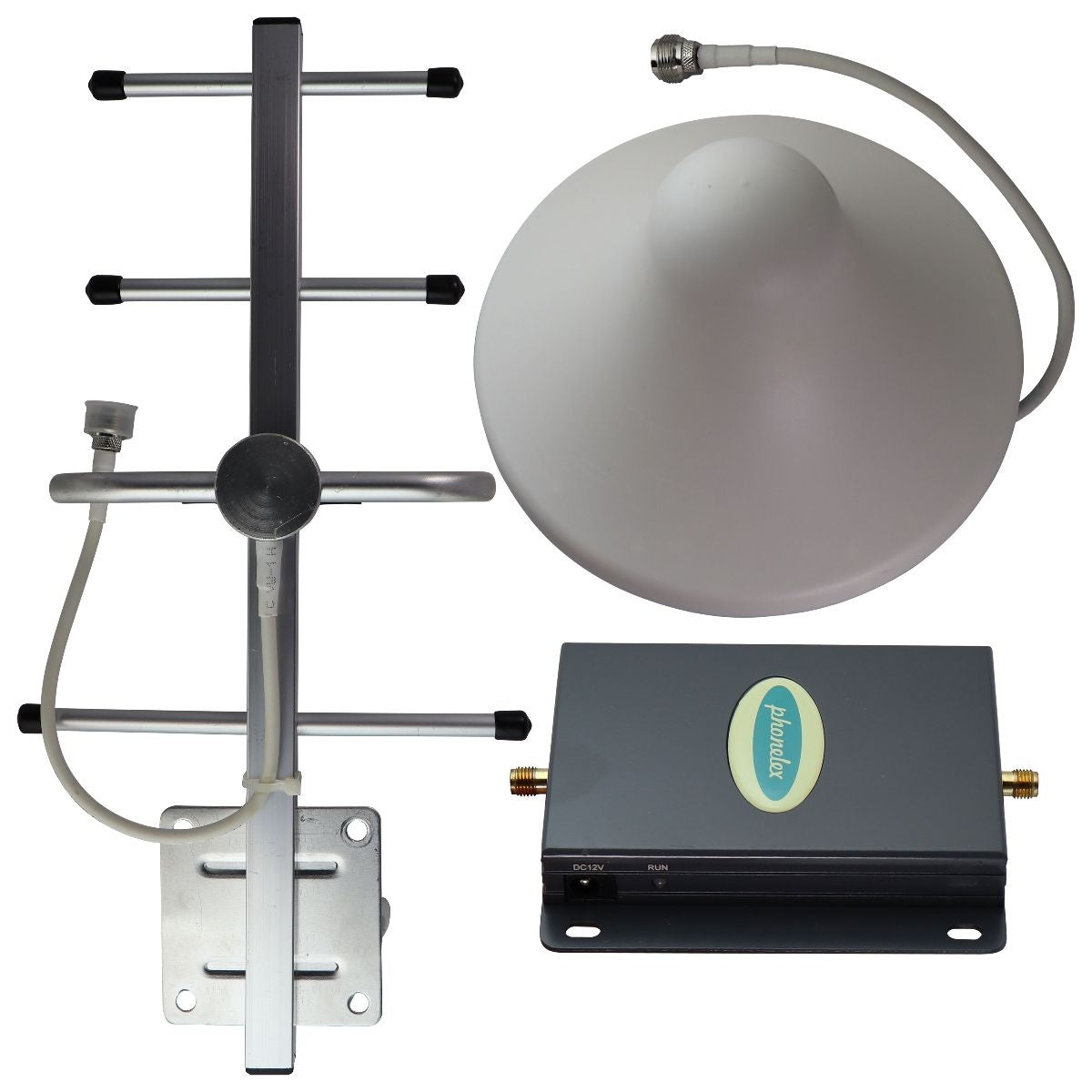 Phonelex Cell Phone Signal Booster Kit with Ceiling & Yagi Antenna - White Cell Phone - Signal Boosters Phonelex    - Simple Cell Bulk Wholesale Pricing - USA Seller