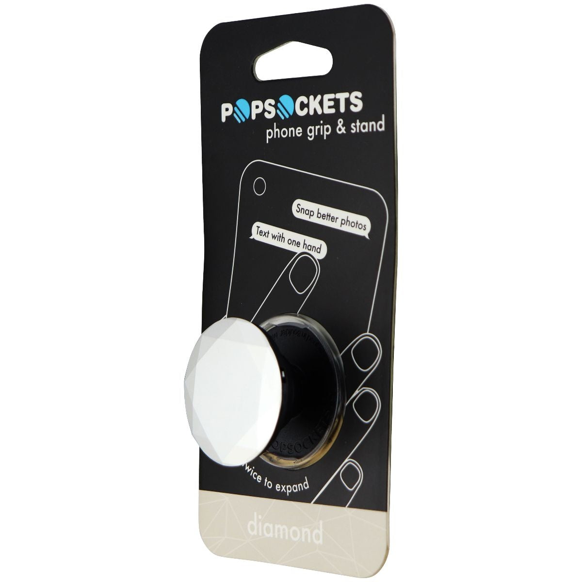 PopSockets: Collapsible Grip & Stand Phones & Tablets - Metallic Diamond Silver Cell Phone - Mounts & Holders PopSockets    - Simple Cell Bulk Wholesale Pricing - USA Seller