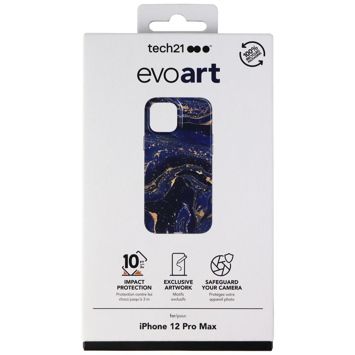 Tech21 Evo Art Series Case for Apple iPhone 12 Pro Max - Blue Marbling Cell Phone - Cases, Covers & Skins Tech21    - Simple Cell Bulk Wholesale Pricing - USA Seller