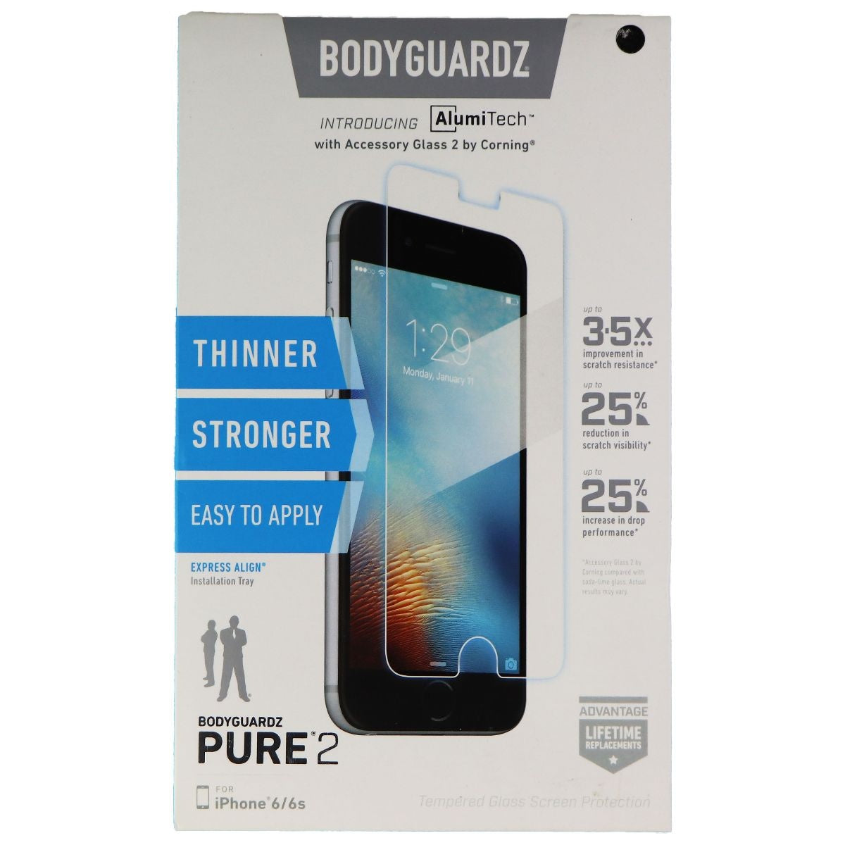 BodyGuardz Pure 2 Glass Screen Protector for Apple iPhone 8/7/6s/6 - Clear Cell Phone - Screen Protectors BODYGUARDZ    - Simple Cell Bulk Wholesale Pricing - USA Seller