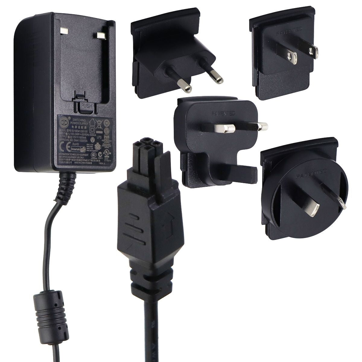 Intertek (12V/1.5A) Switching Power Supply with Country Adapters (S018EM1200150) Multipurpose Batteries & Power - Multipurpose AC to DC Adapters Intertek    - Simple Cell Bulk Wholesale Pricing - USA Seller
