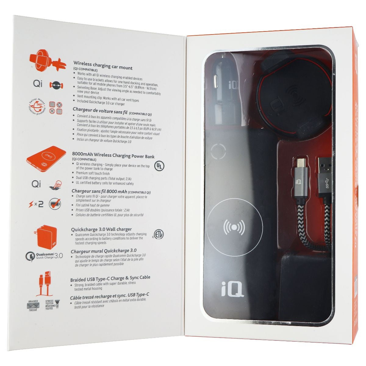 iQ Wireless Power Bundle with Car Mount/Power Bank/Wall Charger + USB-C Cable Cell Phone - Chargers & Cradles iQ    - Simple Cell Bulk Wholesale Pricing - USA Seller