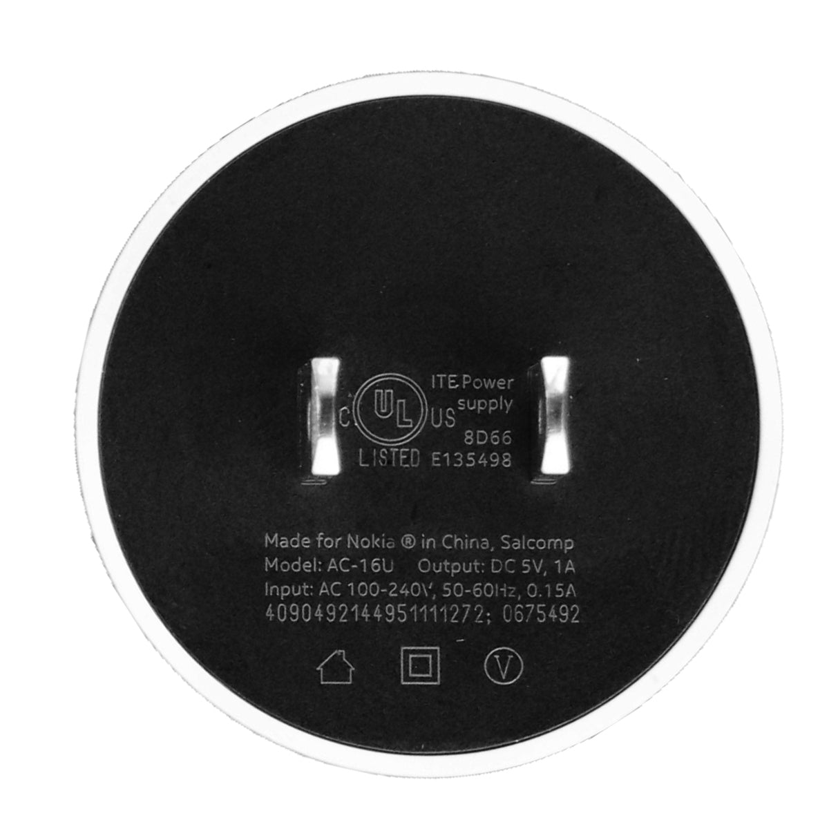 OEM Nokia Wall Charging Adapter AC-16U Single USB 5V 1Amp - White/Round Cell Phone - Chargers & Cradles Nokia    - Simple Cell Bulk Wholesale Pricing - USA Seller