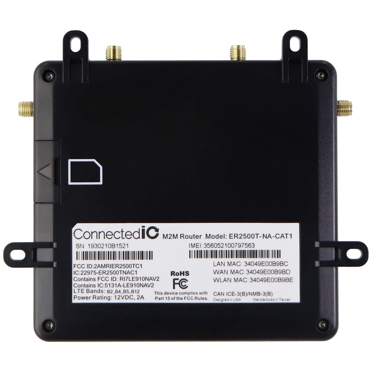 Connected IO WI-FI Router w/ 4G LTE/3G Cellular Modem (ER2500T-NA-CAT1) - Black Video Production & Editing - Switchers & Routers Connected IO    - Simple Cell Bulk Wholesale Pricing - USA Seller