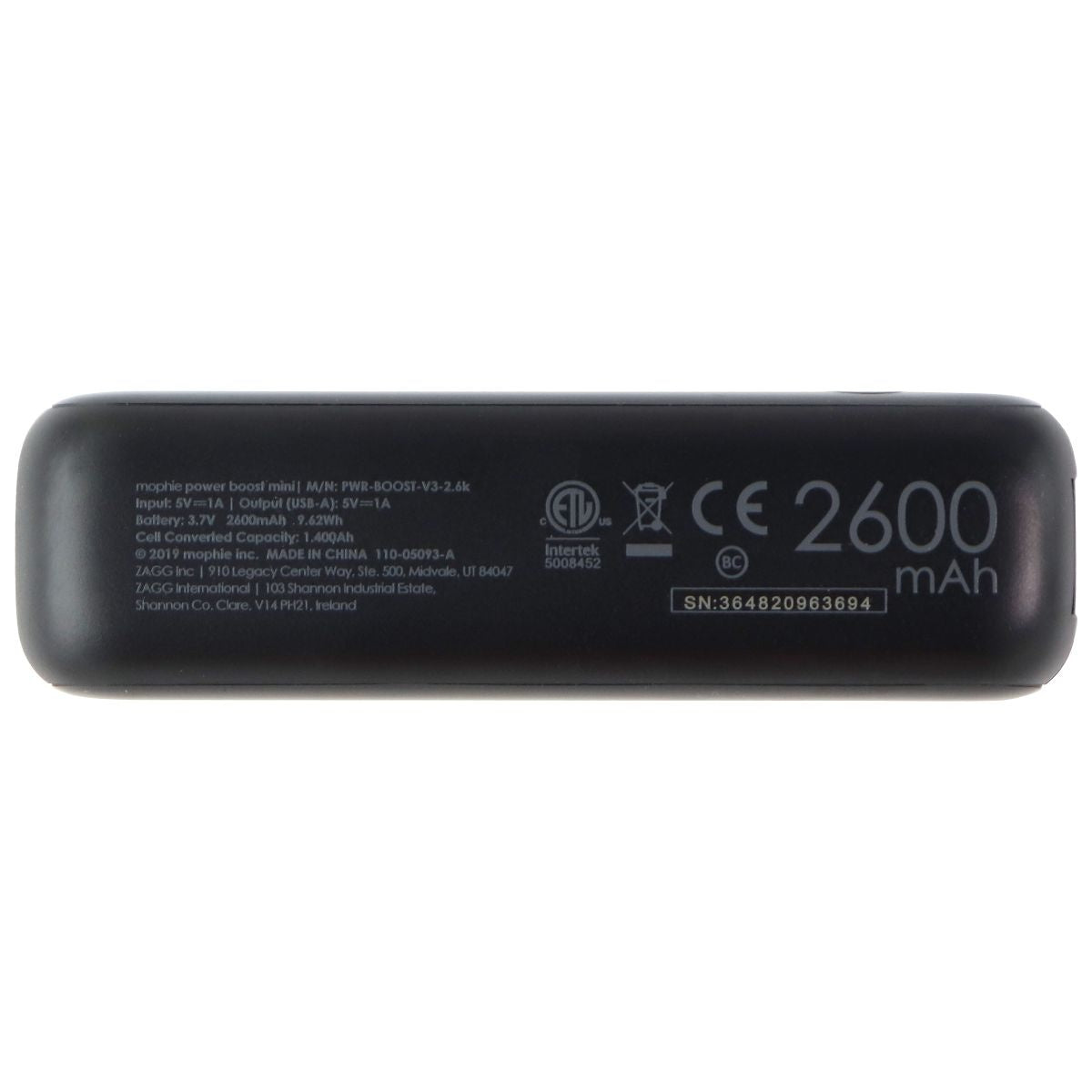 Mophie Power Boost mini 2,600mAh USB Portable Battery - Black Cell Phone - Chargers & Cradles Mophie    - Simple Cell Bulk Wholesale Pricing - USA Seller
