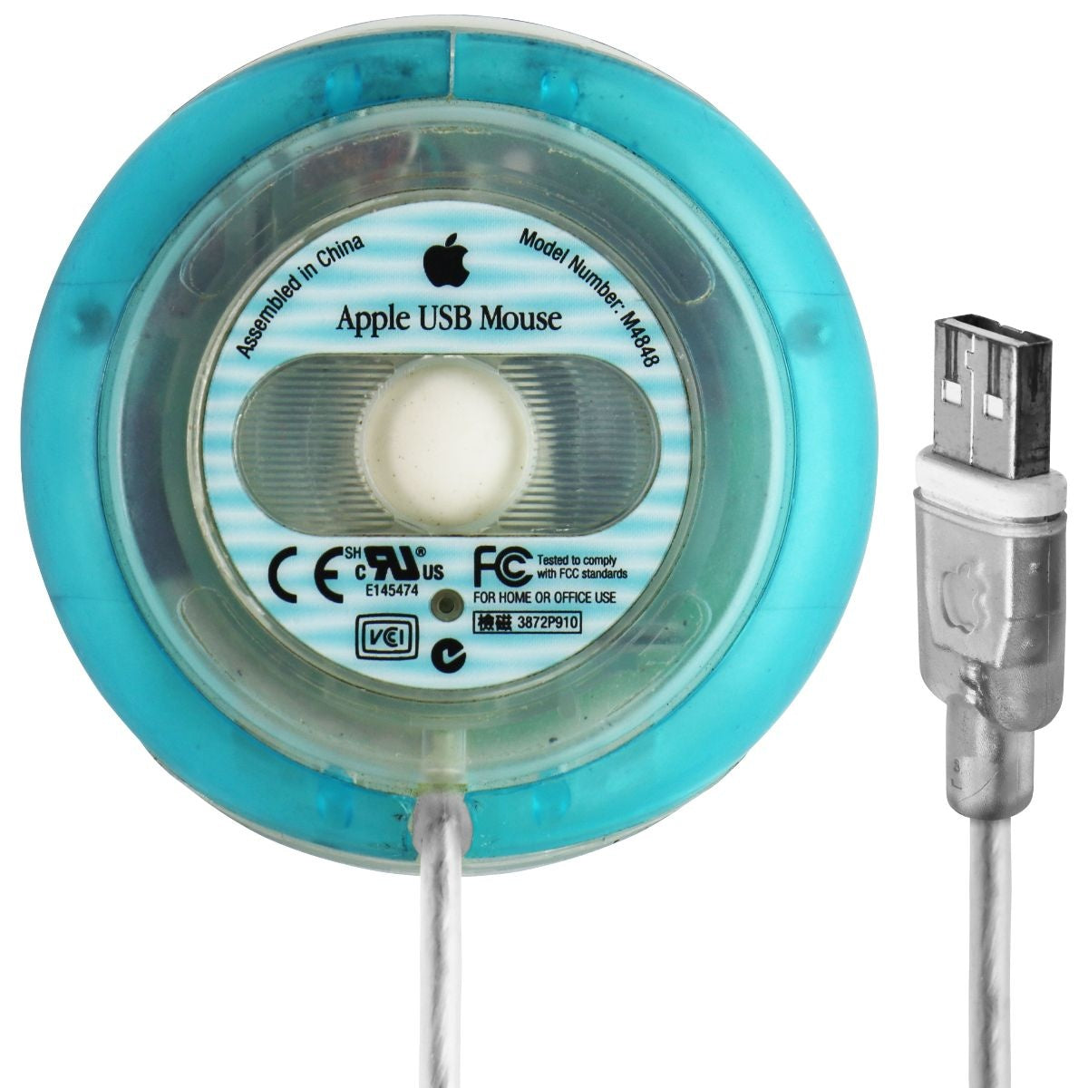 Apple Original M4848 Vintage Blue/Teal iMac Hockey Puck USB Wired Mouse Keyboards/Mice - Mice, Trackballs & Touchpads Apple    - Simple Cell Bulk Wholesale Pricing - USA Seller