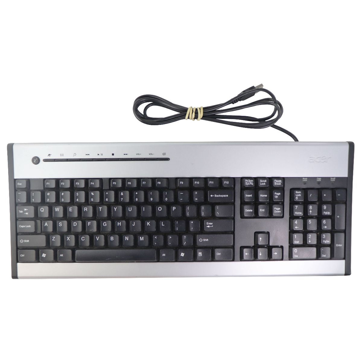 Acer USB Wired Keyboard for Windows PC & More - Silver/Black (KU-0355) Gaming/Console - Keyboards & Keypads Acer    - Simple Cell Bulk Wholesale Pricing - USA Seller