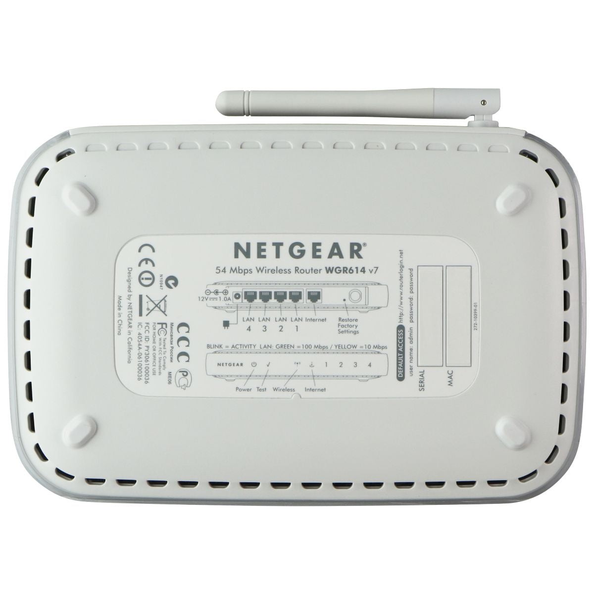 Netgear Wireless-G G54 Internet Router (WGR614) - White Modem-Router Combos Netgear    - Simple Cell Bulk Wholesale Pricing - USA Seller