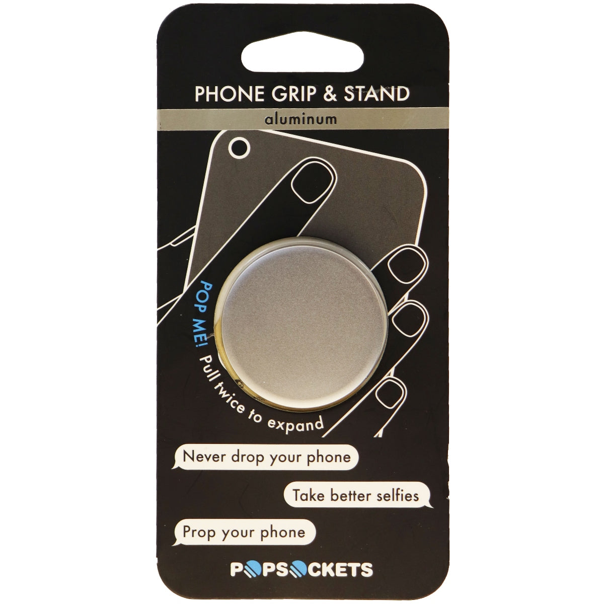 PopSockets: Collapsible Grip & Stand for Phones and Tablets - Aluminum Grey Cell Phone - Accessory Bundles PopSockets    - Simple Cell Bulk Wholesale Pricing - USA Seller