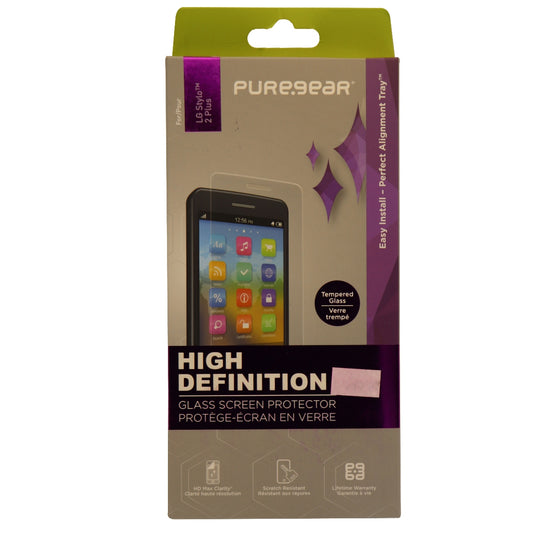 PureGear HD Tempered Glass Screen Protector with Tray for LG Stylo 2 Plus Cell Phone - Screen Protectors PureGear    - Simple Cell Bulk Wholesale Pricing - USA Seller