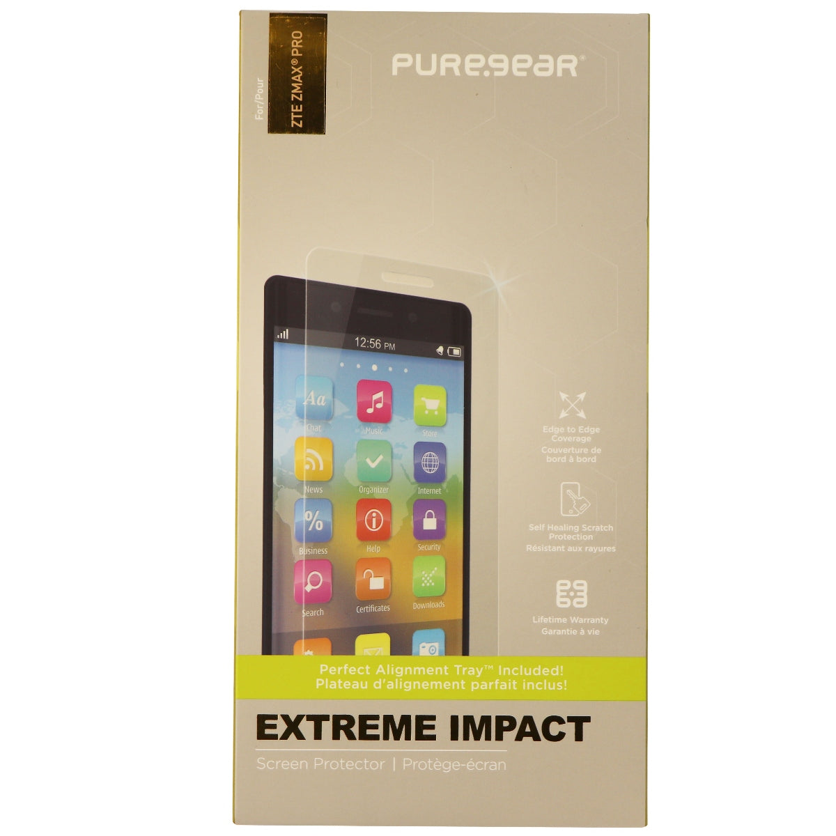 PureGear Extreme Impact Screen Protector with Alignment Tray for ZTE ZMAX Pro Cell Phone - Screen Protectors PureGear    - Simple Cell Bulk Wholesale Pricing - USA Seller