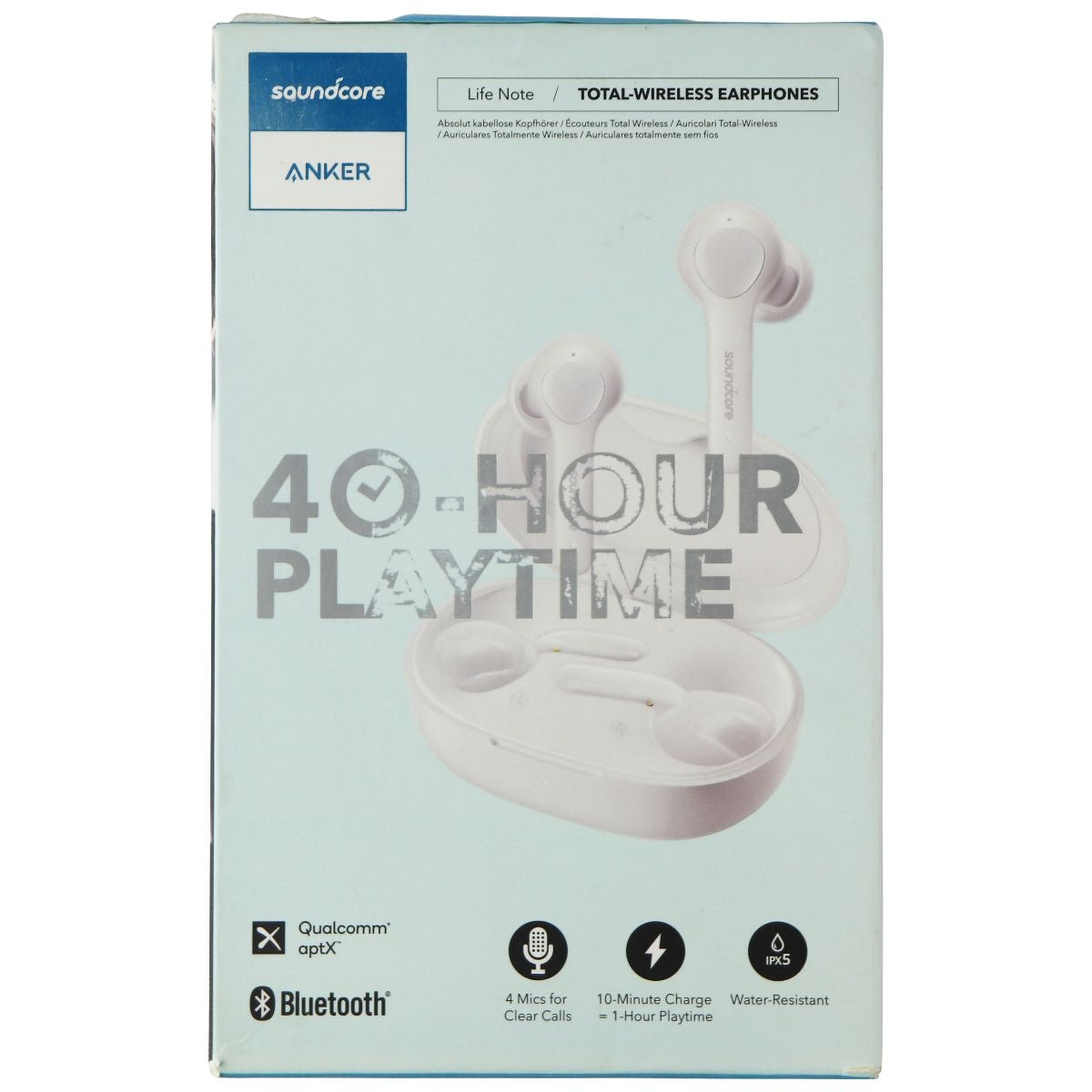 Anker Soundcore Life Note Total-Wireless Earphones and Charge Case - White Portable Audio - Headphones Anker    - Simple Cell Bulk Wholesale Pricing - USA Seller