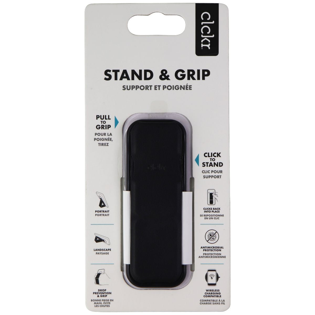 CLCKR Stand and Grip for Samsung Galaxy and Apple iPhones (41885) - Black Cell Phone - Mounts & Holders Clckr    - Simple Cell Bulk Wholesale Pricing - USA Seller