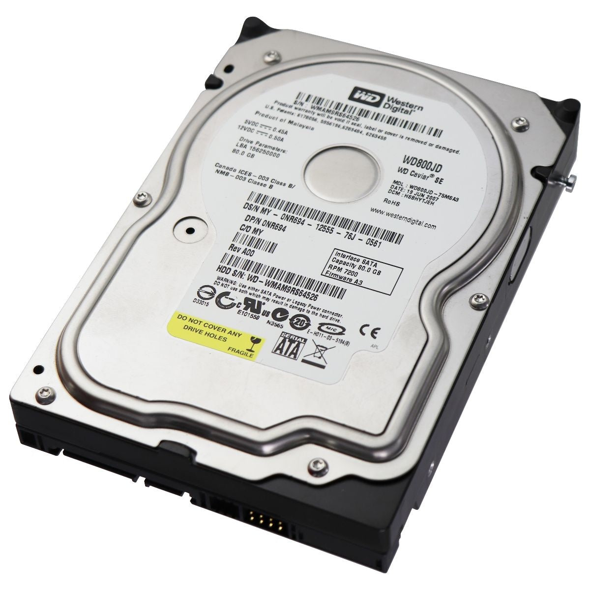 Western Digital WD800JD Cavier SE 80GB 7200RPM 8MB Cache SATA 3.0GB/s Digital Storage - Internal Hard Disk Drives, HDD Western Digital    - Simple Cell Bulk Wholesale Pricing - USA Seller