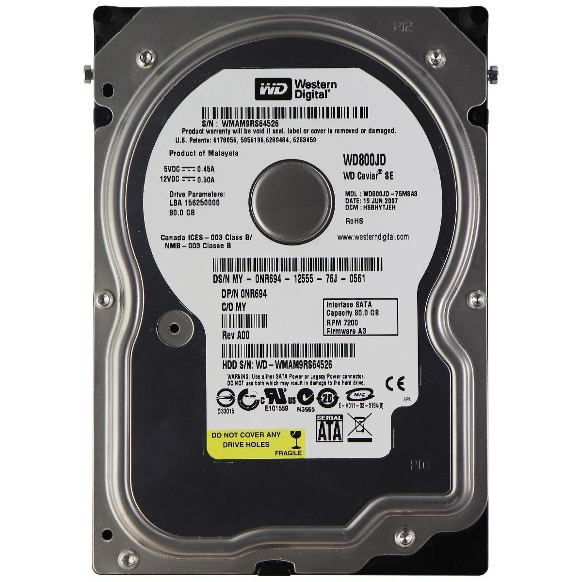 Western Digital WD800JD Cavier SE 80GB 7200RPM 8MB Cache SATA 3.0GB/s Digital Storage - Internal Hard Disk Drives, HDD Western Digital    - Simple Cell Bulk Wholesale Pricing - USA Seller