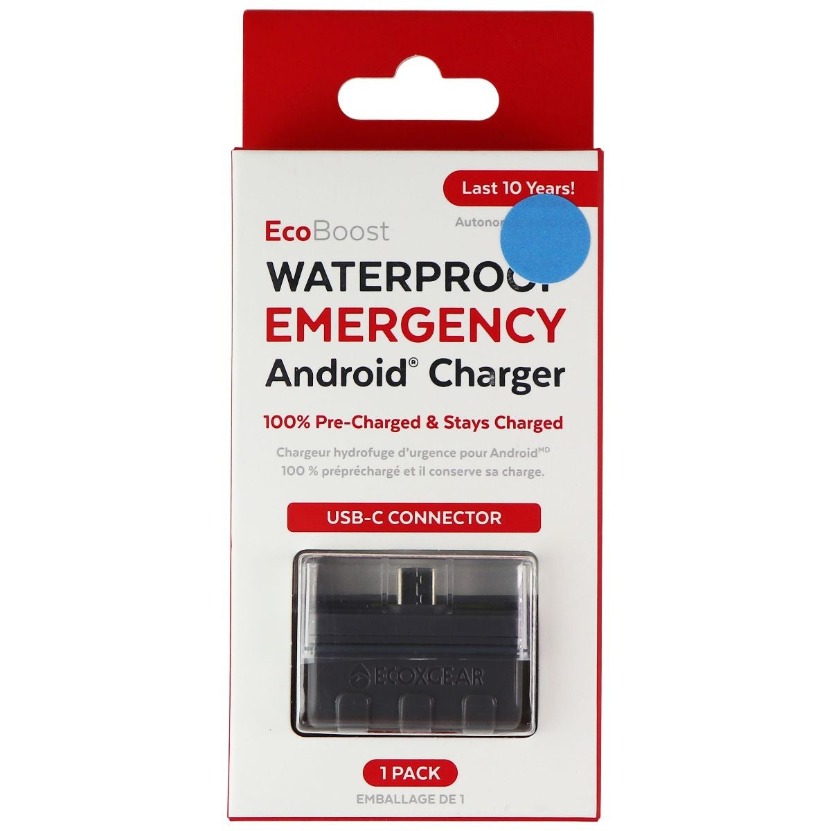 EcoBoost 1500mAh Waterproof Emergency USB-C Android Charger Pack - Gray Cell Phone - Chargers & Cradles ECOXGEAR    - Simple Cell Bulk Wholesale Pricing - USA Seller
