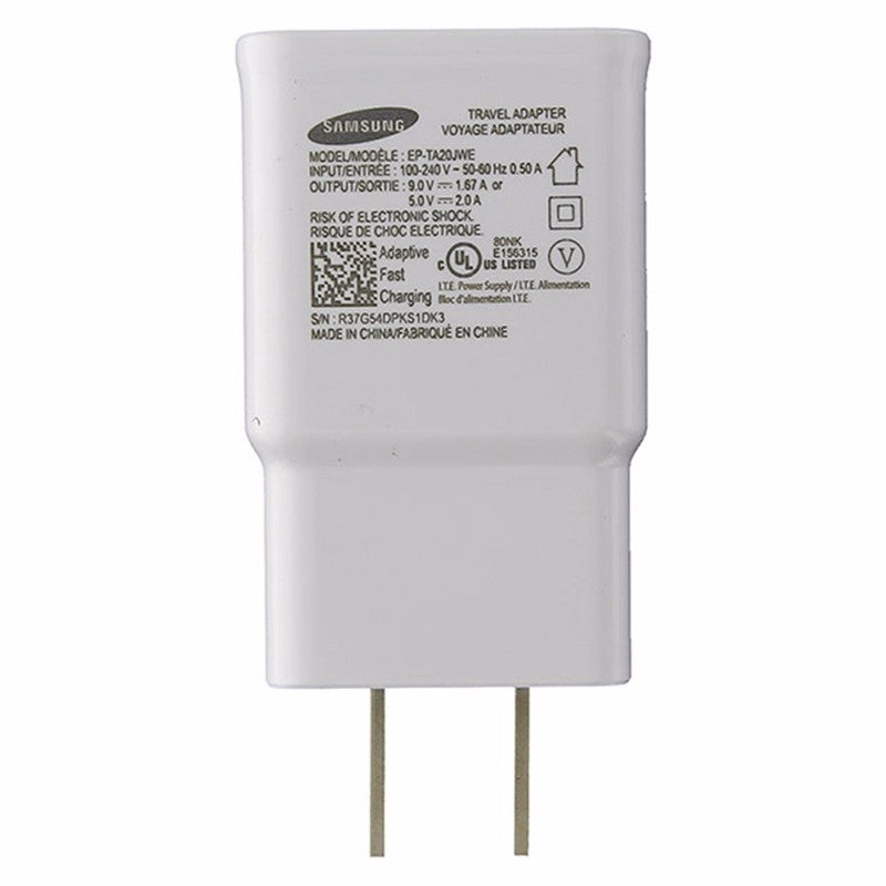 Samsung (EP-TA20JWE) Fast Charger & Cable for Micro USB Devices - White Cell Phone - Cables & Adapters Samsung    - Simple Cell Bulk Wholesale Pricing - USA Seller