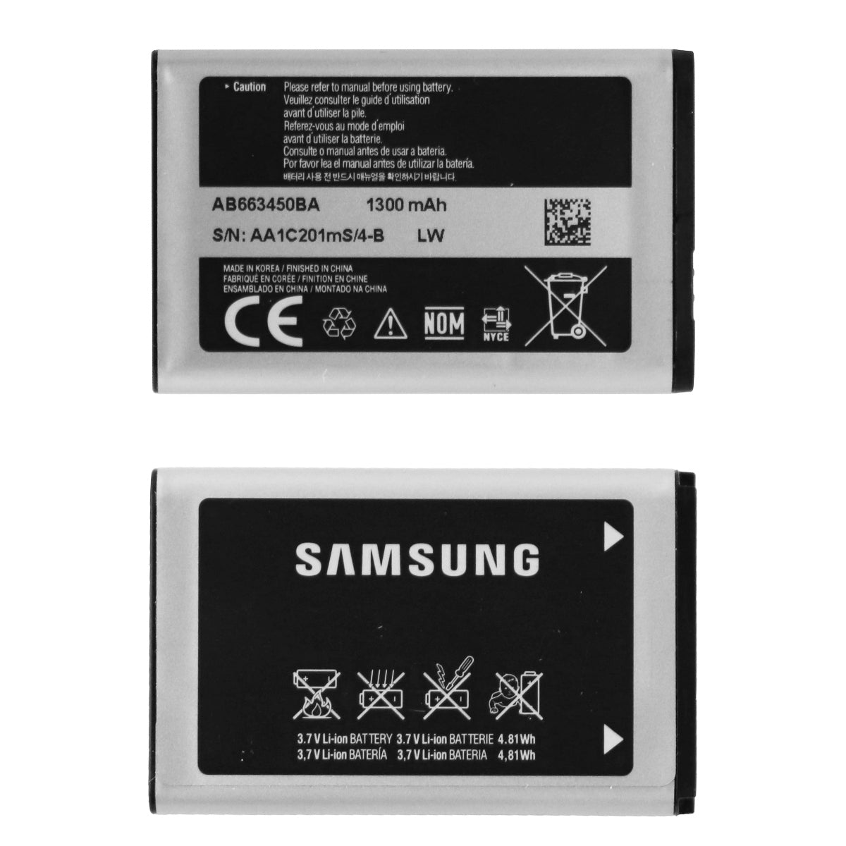 OEM Samsung AB663450BA 1300 mAh Replacement Battery for Samsung A847 Cell Phone - Batteries Samsung    - Simple Cell Bulk Wholesale Pricing - USA Seller