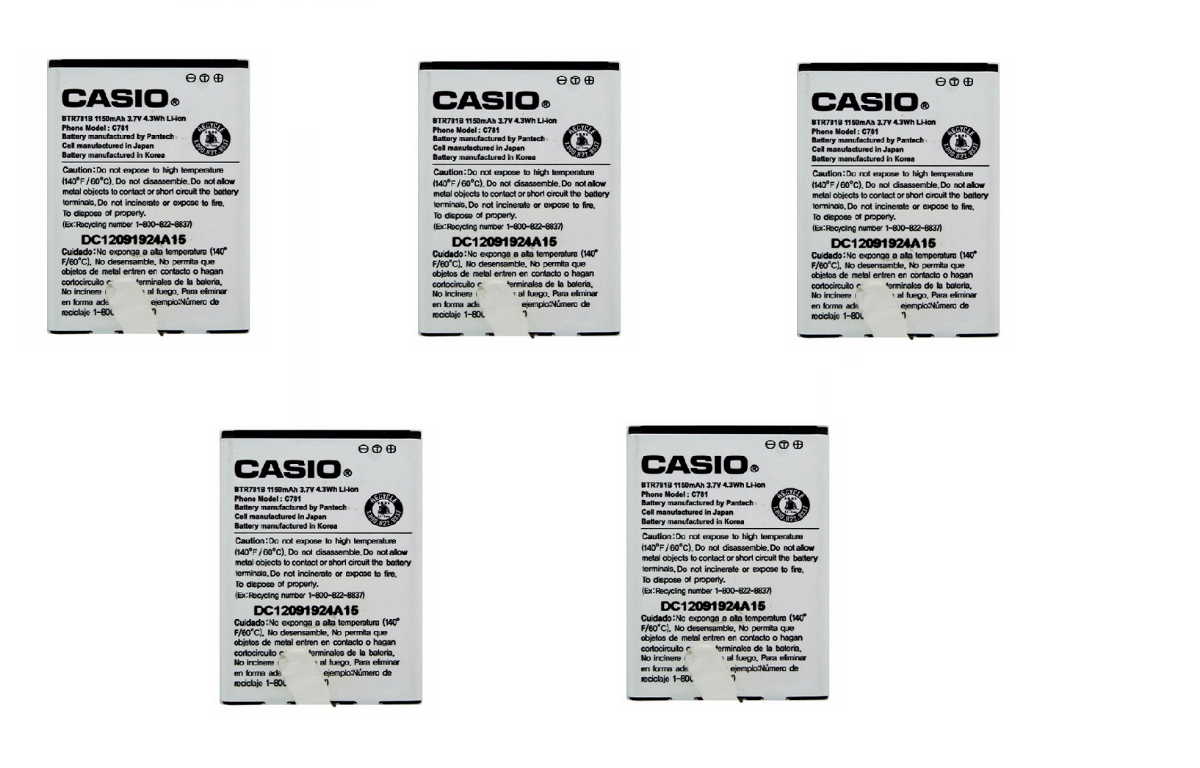 KIT 5x Casio BTR781B 1150 mAh Replacement Battery for Casio Cammando C781 Cell Phone - Batteries Casio    - Simple Cell Bulk Wholesale Pricing - USA Seller