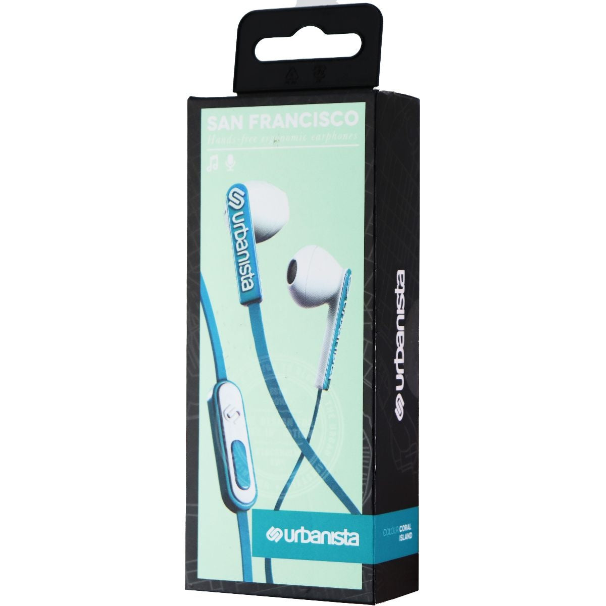 Urbanista San Francisco Earphones with Remote & Mic - Coral Island/Turquoise Portable Audio - Headphones Urbanista    - Simple Cell Bulk Wholesale Pricing - USA Seller