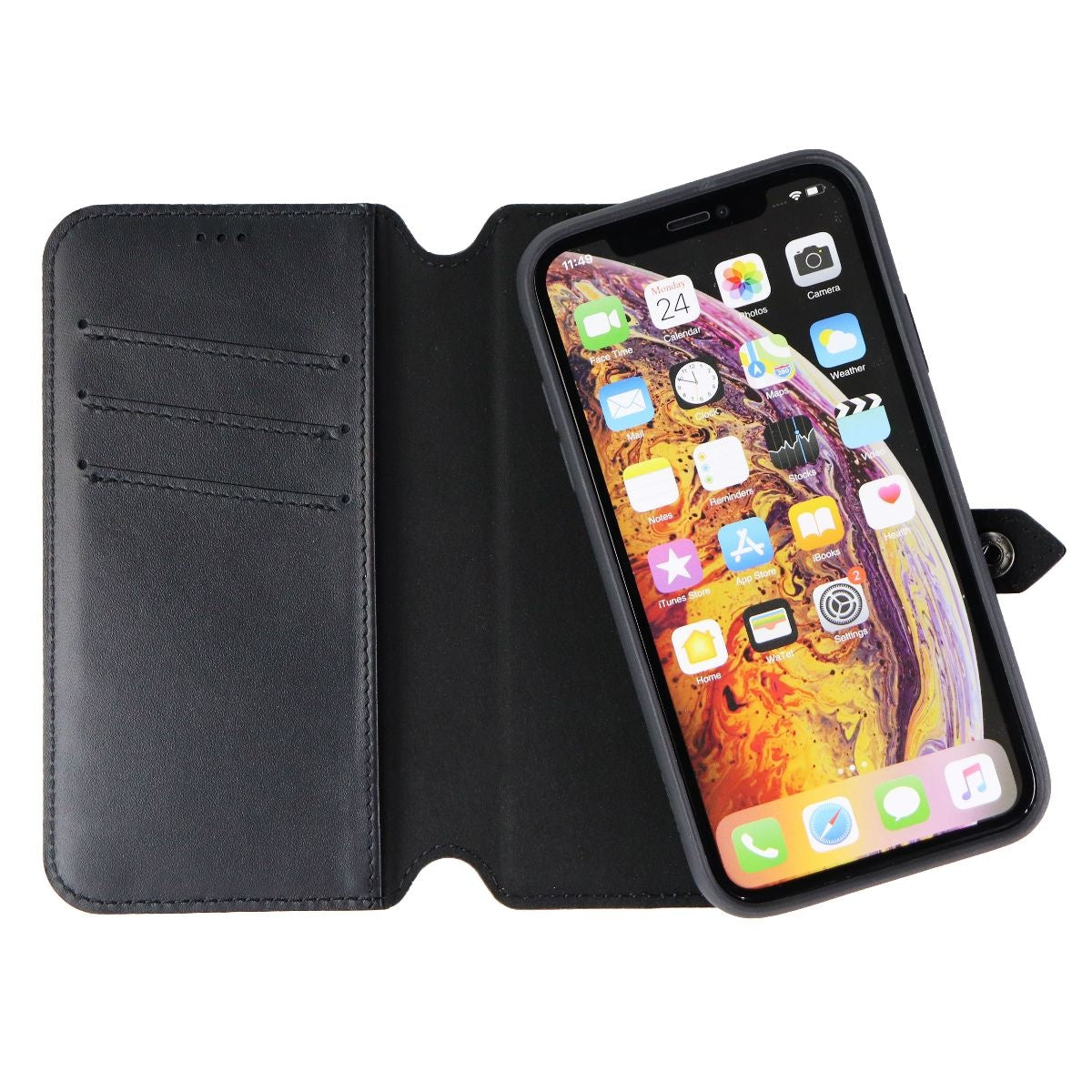 Ercko 2-in-1 Magnet Wallet and Folio Case for Apple iPhone XR - Black Cell Phone - Cases, Covers & Skins Ercko    - Simple Cell Bulk Wholesale Pricing - USA Seller