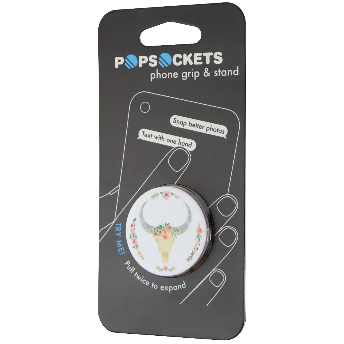 PopSockets Collapsible Grip & Stand for Phones and Tablets - Boho Skull / White Cell Phone - Mounts & Holders PopSockets    - Simple Cell Bulk Wholesale Pricing - USA Seller