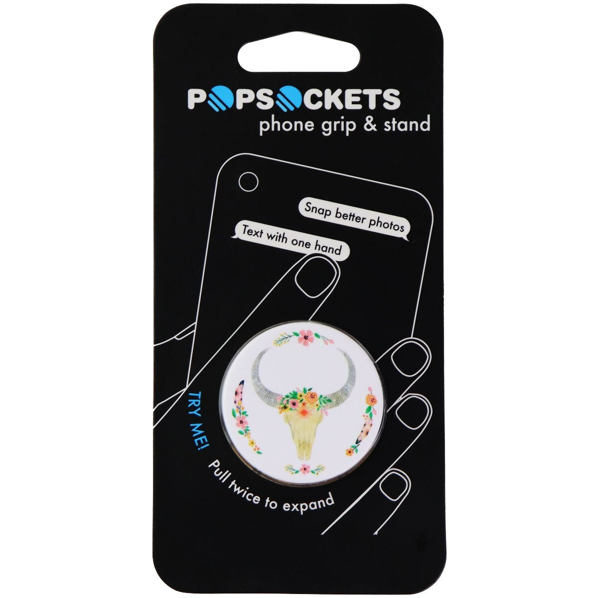 PopSockets Collapsible Grip & Stand for Phones and Tablets - Boho Skull / White Cell Phone - Mounts & Holders PopSockets    - Simple Cell Bulk Wholesale Pricing - USA Seller