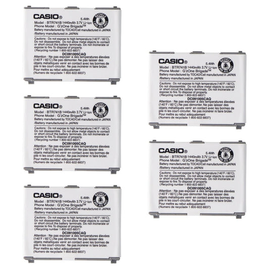 KIT 5x OEM Casio BTR741B 1390 mAh Replacement Battery for C741 Brigade Cell Phone - Batteries Casio    - Simple Cell Bulk Wholesale Pricing - USA Seller