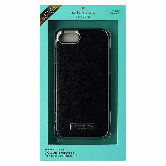 Kate Spade Wrap Case for Apple iPhone SE (2nd Gen) & 8/7 - Saffiano Black/Gold Cell Phone - Cases, Covers & Skins Kate Spade    - Simple Cell Bulk Wholesale Pricing - USA Seller