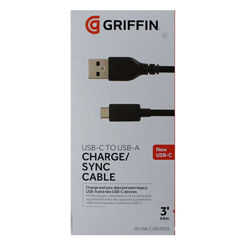 Griffin ( GC41637 ) Charge and Sync Cable for USB - C Devices - Black Cell Phone - Cables & Adapters Griffin    - Simple Cell Bulk Wholesale Pricing - USA Seller