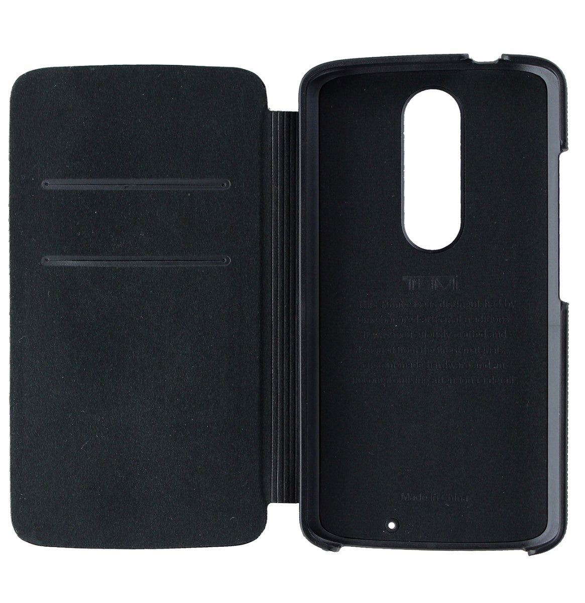 Tumi Premium Leather Wallet Folio Case Cover for Motorola Droid Turbo2 - Black Cell Phone - Cases, Covers & Skins Tumi    - Simple Cell Bulk Wholesale Pricing - USA Seller