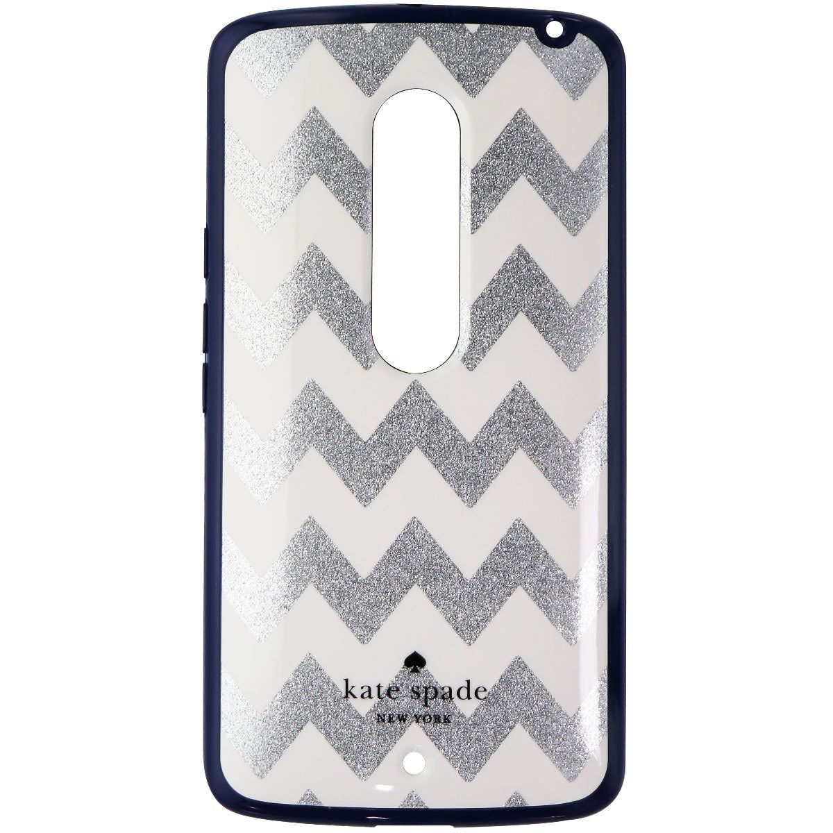 Kate Spade Hybrid Hardshell Case for Motorola Droid Maxx 2 - Silver / Navy Blue Cell Phone - Cases, Covers & Skins Kate Spade    - Simple Cell Bulk Wholesale Pricing - USA Seller